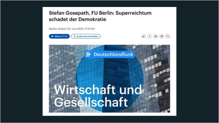 Stefan Gosepath, FU Berlin: Superreichtum schadet der Demokratie